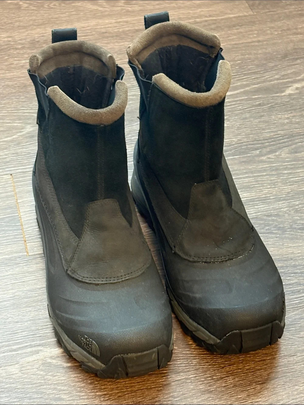 The North Face Men’s Chilkat Black and Gray Waterproof Slip-On Winter Boots